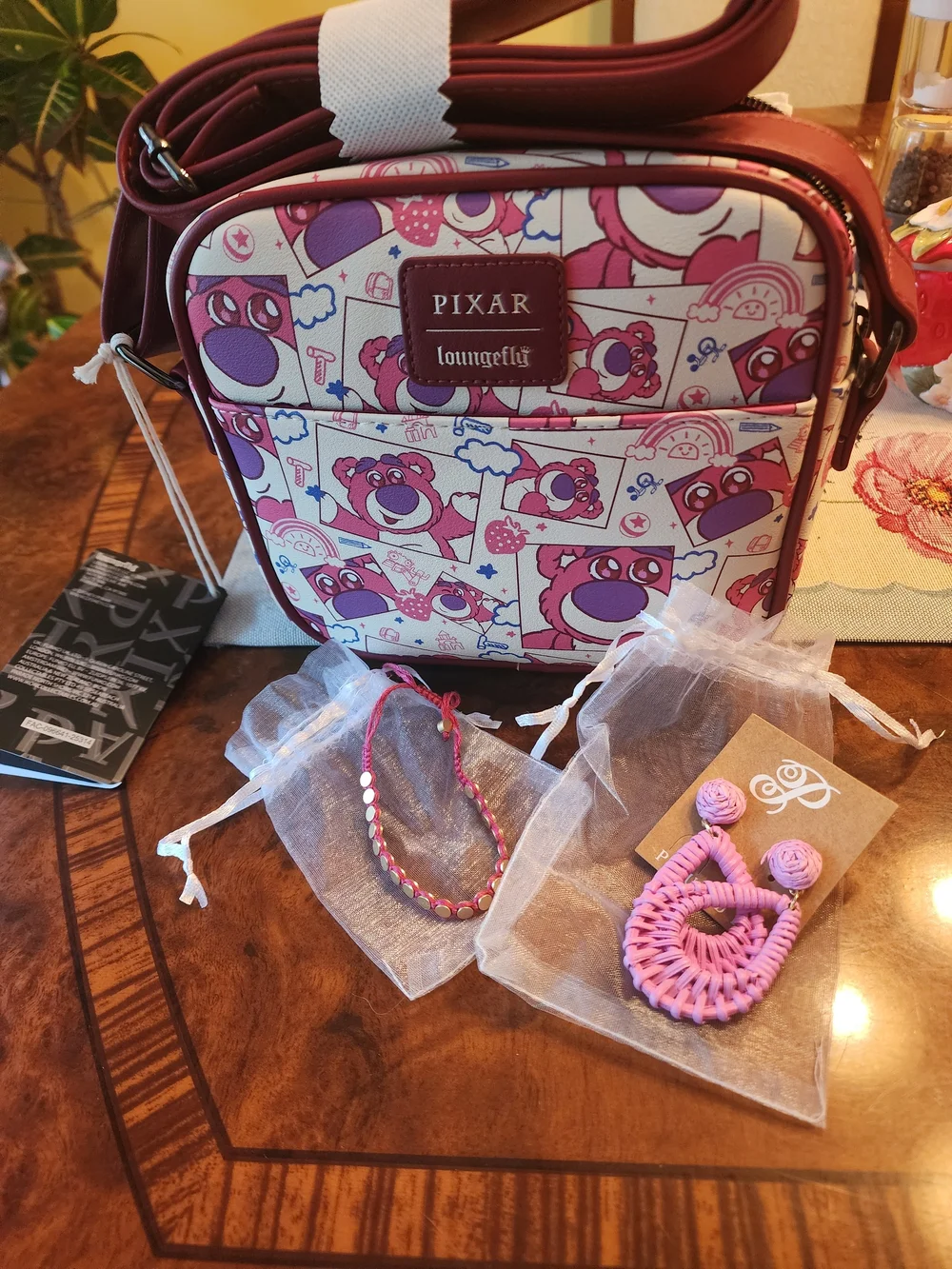 💕Loungefly Pixar Lotso Crossbody Bag & Plunder Jewelry Bundle | NWT